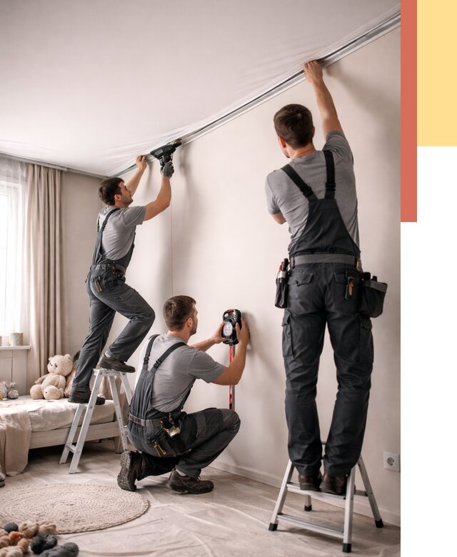 Монтаж натяжного потолка в детской в Назарово от 3597 руб. — быстро и недорого | ОТДЕЛОЧНИК-Нрв