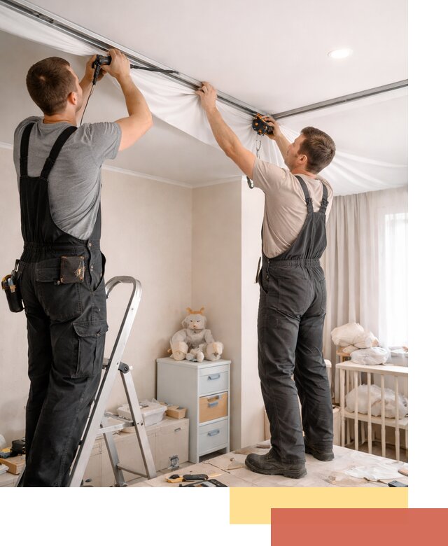 Монтаж натяжного потолка в детской комнате в Назарово