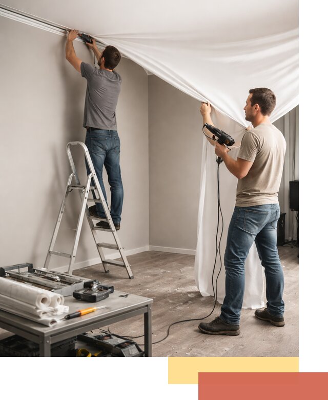 Монтаж натяжного потолка в студии в Назарово