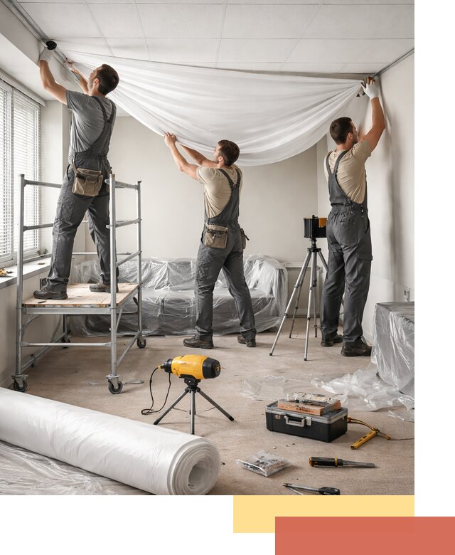 Монтаж натяжного потолка в офисе в Назарово