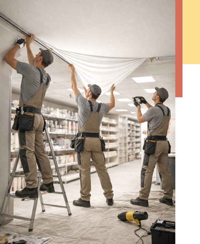 Монтаж натяжного потолка в магазине в Назарово от 4625 руб. быстро и недорого | ОТДЕЛОЧНИК-Нрв