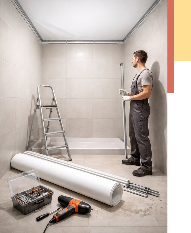 Монтаж натяжного потолка в санузле в Назарово от 1901 руб. — ОТДЕЛОЧНИК-Нрв