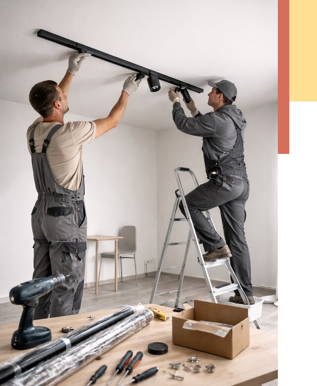 Установка трековых светильников в натяжной потолок в Назарово от 4317 руб. | ОТДЕЛОЧНИК-Нрв