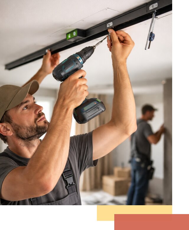 Установка трековых светильников в натяжной потолок в Назарово