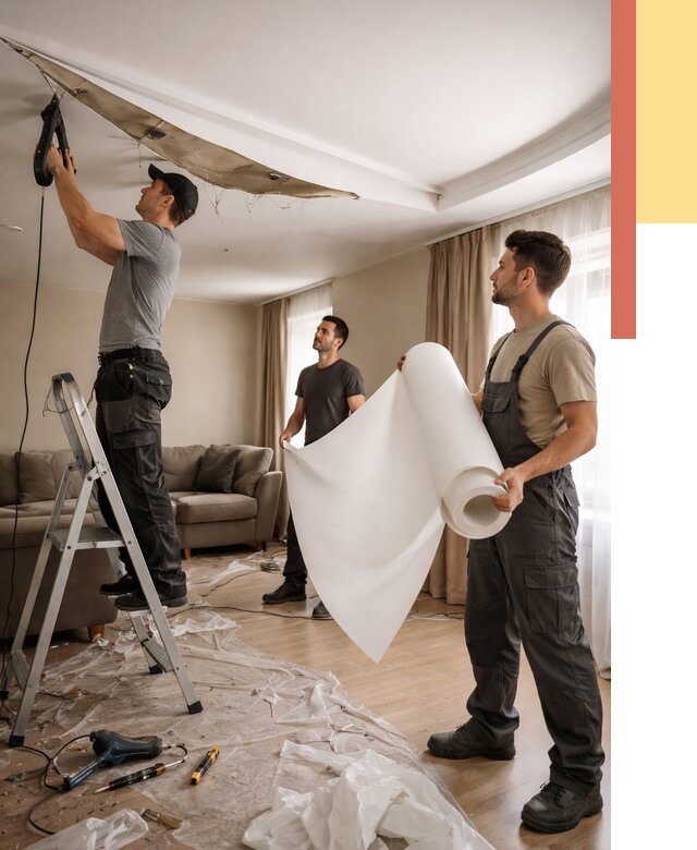 Замена полотна натяжного потолка в Назарово от 9764 руб. быстро и недорого | ОТДЕЛОЧНИК-Нрв