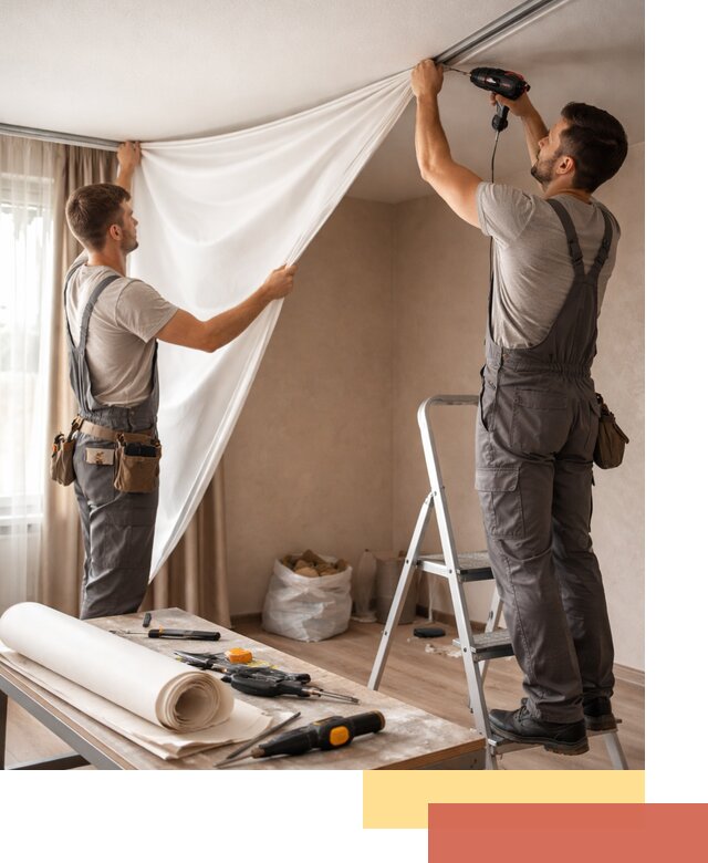 Замена полотна натяжного потолка в Назарово быстро и качественно