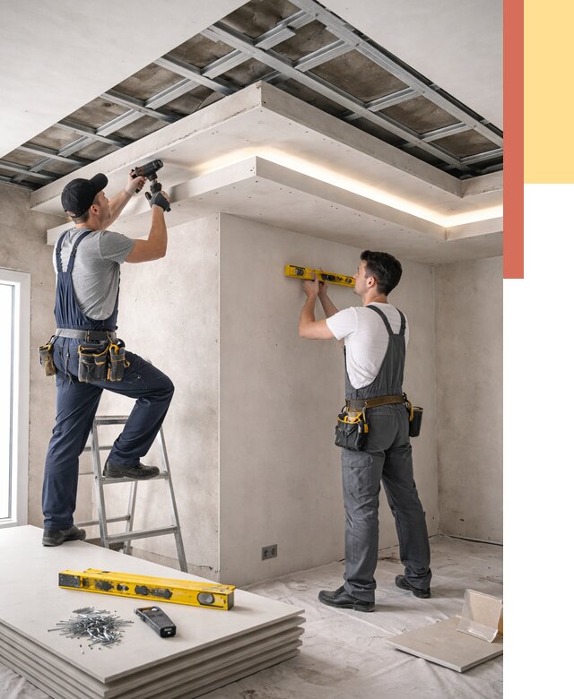 Двухуровневый потолок из гипсокартона в Назарово от 1490 руб. под ключ | ОТДЕЛОЧНИК-Нрв