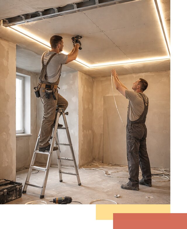 Потолок из гипсокартона с подсветкой в Назарово