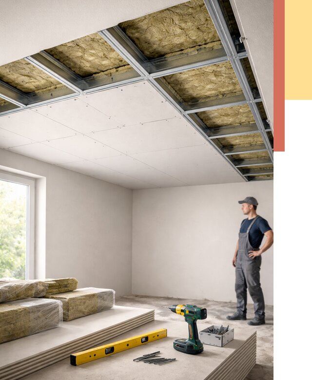 Звукоизоляция потолка ГКЛ в Назарово от 976 руб. — монтаж под ключ | ОТДЕЛОЧНИК-Нрв