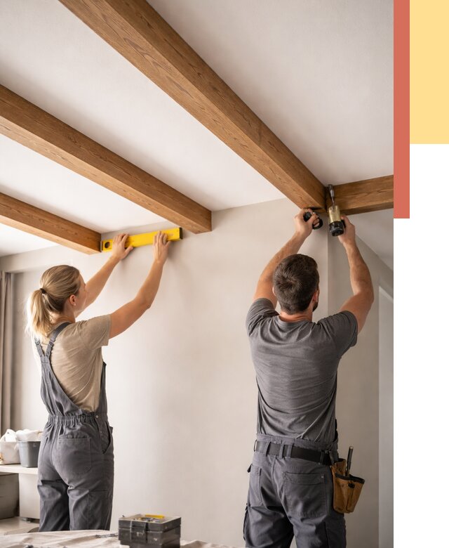 Монтаж декоративных балок на потолок в Назарово от 4317 руб. — ОТДЕЛОЧНИК-Нрв